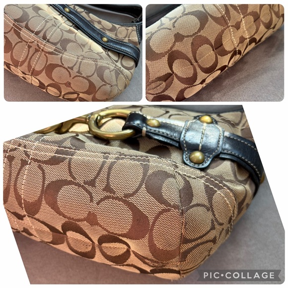 Coach Signature Brown Black Shoulder Monogrammed Ergo Hobo Bag E0732-11274 Vtg - Picture 14 of 17